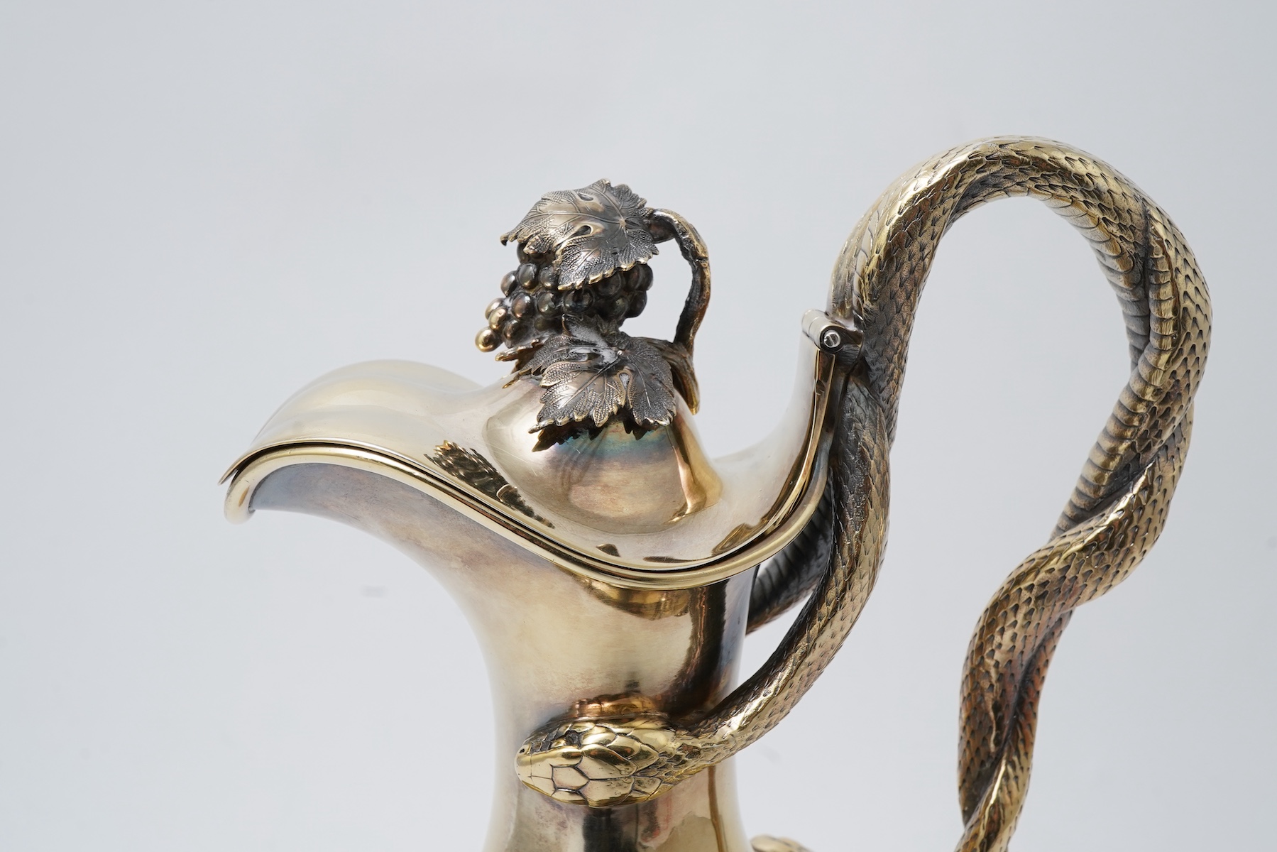 A good Victorian silver gilt pedestal claret jug by Hunt & Roskell, late Storr & Mortimer
